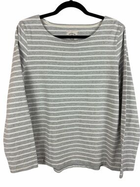 Joules Striped Long Sleeve Top Size 12 Grey White Breton Cotton Casual Shirt